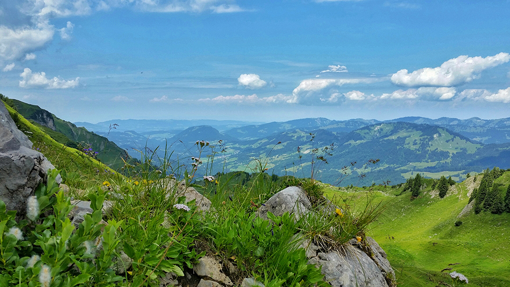 Frau Bergschön Kleinwalsertal Gottesacker Platteau Bergwanderung Ausblick